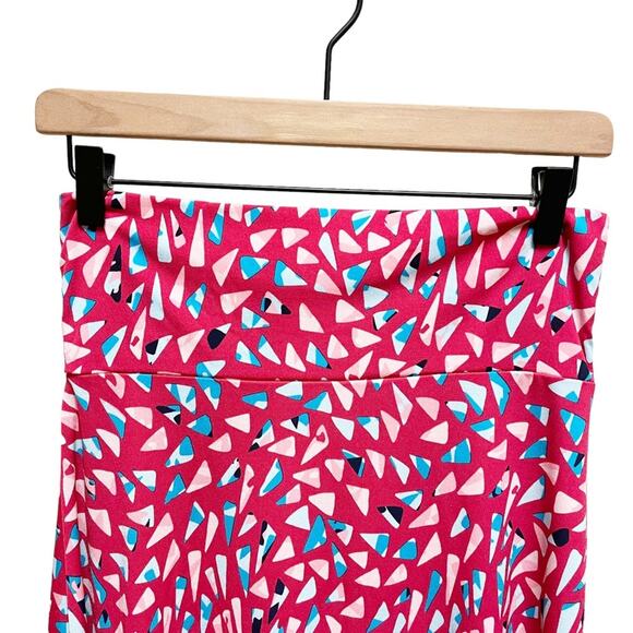 LuLaRoe Azure Red With Multicolor Triangle Design Skirt Medium - Picture 2 of 5